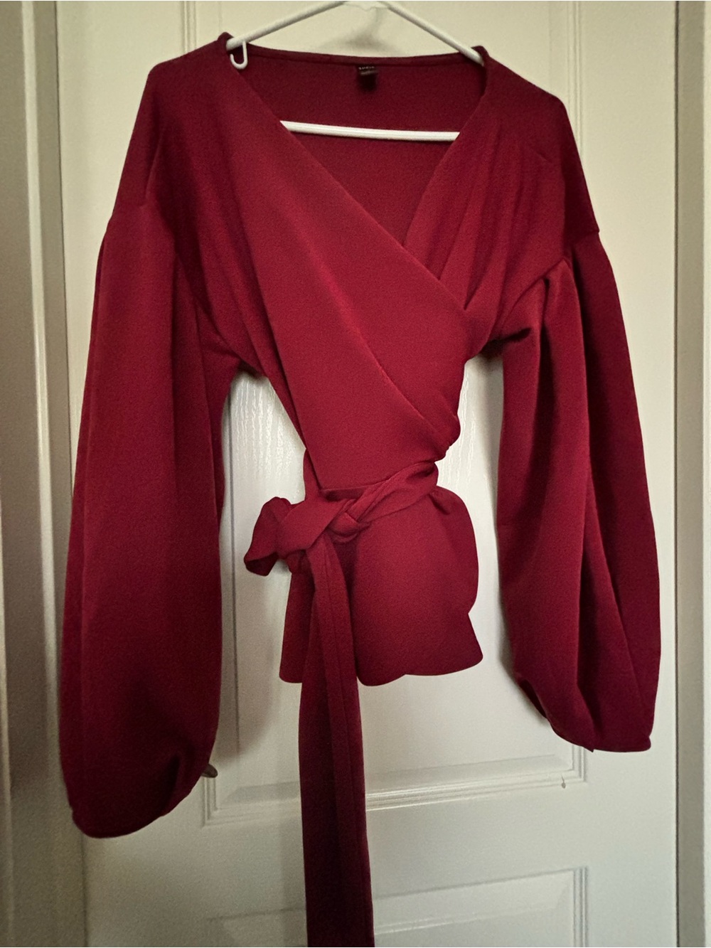 SHEIN Burgundy Wrap Peplum Blouse